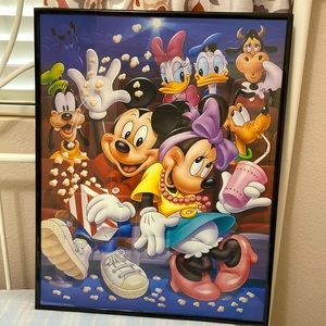 Vintage 1990s Mickey And Minnie Disney Movies Framed Poster
